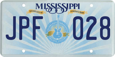 MS license plate JPF028