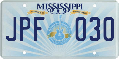 MS license plate JPF030