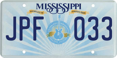 MS license plate JPF033