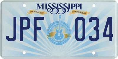 MS license plate JPF034