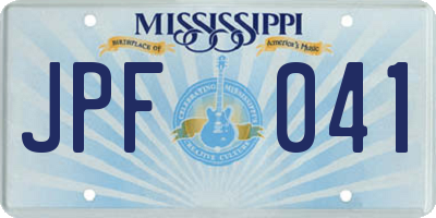 MS license plate JPF041