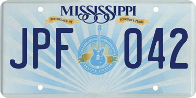 MS license plate JPF042