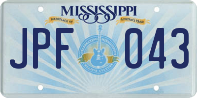 MS license plate JPF043