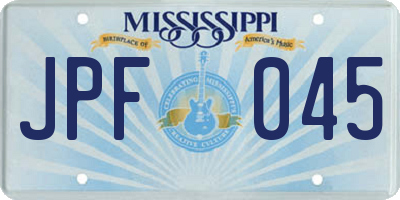 MS license plate JPF045