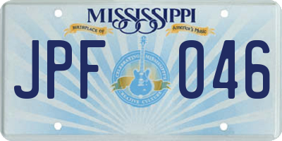 MS license plate JPF046