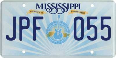 MS license plate JPF055