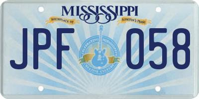 MS license plate JPF058