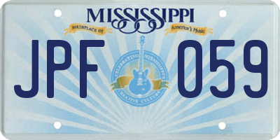 MS license plate JPF059