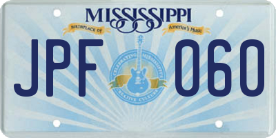 MS license plate JPF060
