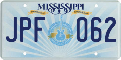 MS license plate JPF062