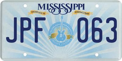 MS license plate JPF063