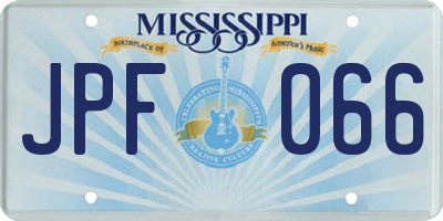 MS license plate JPF066