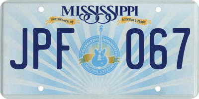 MS license plate JPF067