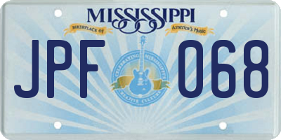 MS license plate JPF068