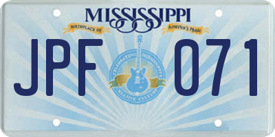 MS license plate JPF071