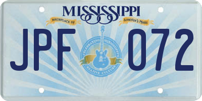 MS license plate JPF072