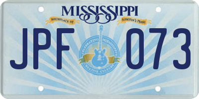 MS license plate JPF073