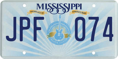 MS license plate JPF074