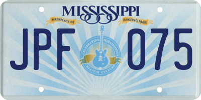 MS license plate JPF075
