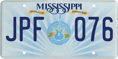 MS license plate JPF076