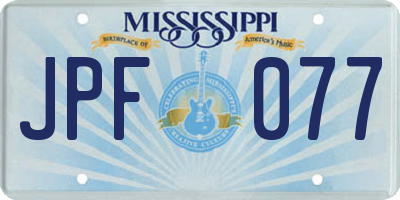 MS license plate JPF077