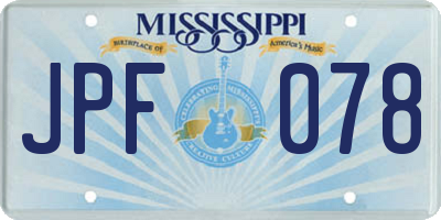 MS license plate JPF078