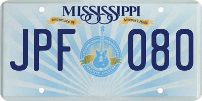 MS license plate JPF080