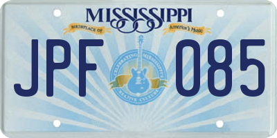 MS license plate JPF085