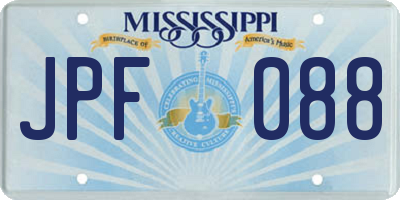MS license plate JPF088