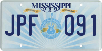 MS license plate JPF091