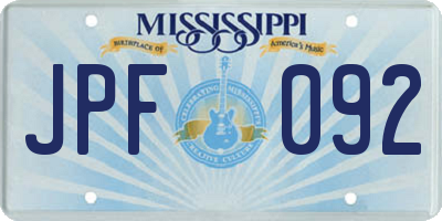 MS license plate JPF092