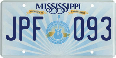 MS license plate JPF093
