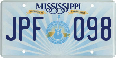 MS license plate JPF098