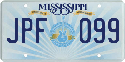 MS license plate JPF099