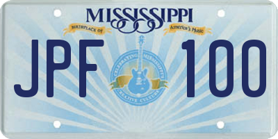 MS license plate JPF100