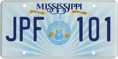 MS license plate JPF101
