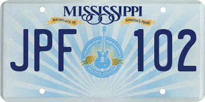 MS license plate JPF102