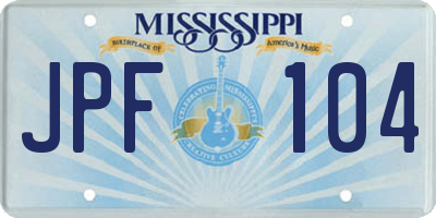 MS license plate JPF104