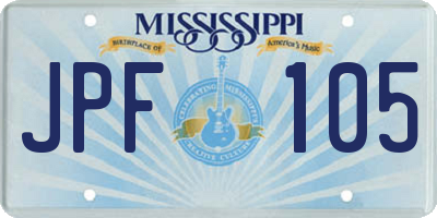 MS license plate JPF105