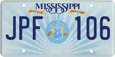 MS license plate JPF106