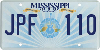 MS license plate JPF110