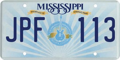 MS license plate JPF113