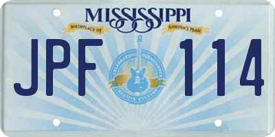 MS license plate JPF114