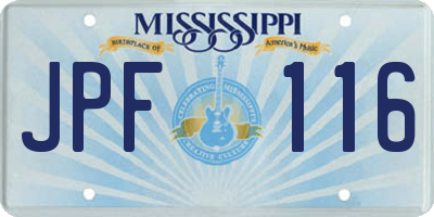 MS license plate JPF116