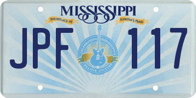 MS license plate JPF117