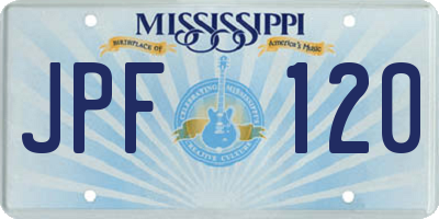MS license plate JPF120