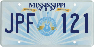 MS license plate JPF121