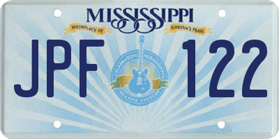 MS license plate JPF122