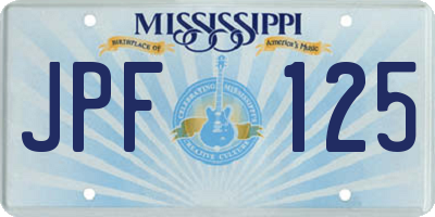 MS license plate JPF125