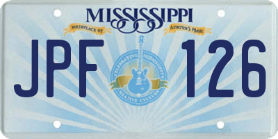 MS license plate JPF126